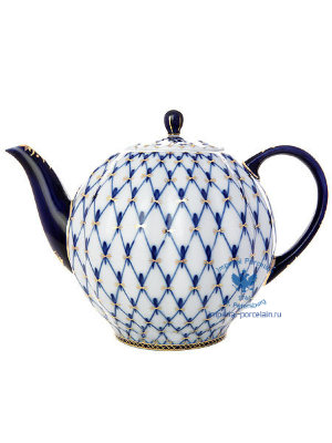 Доливной чайник форма Тюльпан рисунок Кобальтовая сетка