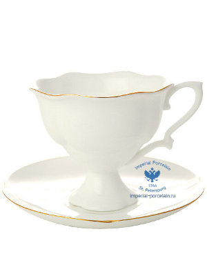 Чашка с блюдцем чайная форма Наташа рисунок Золотая лента ИФЗ ЛФЗ