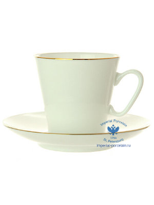 Чашка с блюдцем кофейная форма Черный кофе рисунок Золотой кантик ЛФЗ