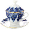 Чашка чайная с крышечкой и блюдцем форма Подарочная-2 рисунок Гирлянда ЛФЗ