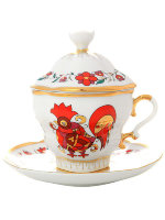 Чашка чайная с крышечкой и блюдцем форма Подарочная-2 рисунок Сувенир