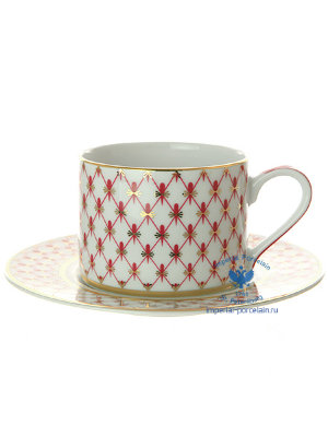 Чашка с блюдцем чайная форма Соло рисунок Сетка-блюз 220 мл ЛФЗ