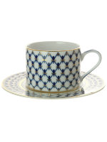 Чашка с блюдцем чайная форма Соло рисунок Кобальтовая сетка 300 мл