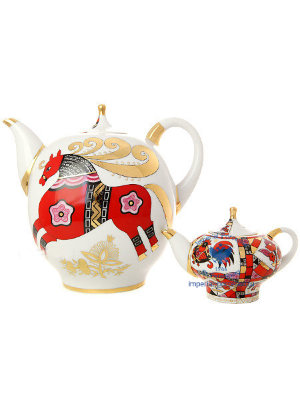 Комплект чайников форма Новгородский рисунок Красный конь ЛФЗ