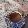 Сервиз чайный форма Тюльпан рисунок Кобальтовая сетка 6/14 Императорский фарфоровый завод ЛФЗ
