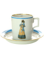 Чашка с блюдцем чайная форма Гербовая рисунок Modes de Paris 1823