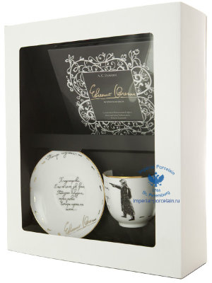 Подарочный набор кофейная чашка с блюдцем форма Ландыш рисунок Дуэль ЛФЗ
