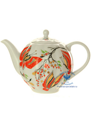 Чайник заварочный форма Тюльпан рисунок Бабочки Императорский фарфоровый завод ЛФЗ