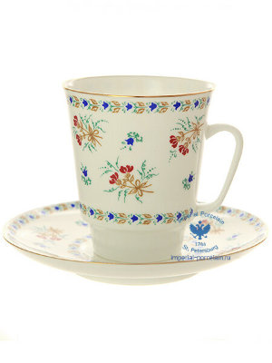 Чашка с блюдцем кофейная форма Майская рисунок Голубые колокольчики ИФЗ ЛФЗ