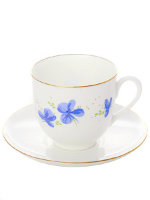 Кофейная пара форма Ландыш рисунок Голубые цветы