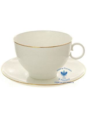 Чашка с блюдцем чайная форма Яблочко рисунок Золотой кант ИФЗ