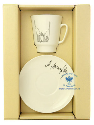 Подарочный набор: кофейная чашка форма Майская рисунок Коты ЛФЗ