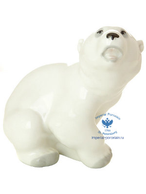 Скульптура Медвежонок белый 11,6 см высота ЛФЗ
