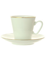 Чашка с блюдцем кофейная форма Черный кофе рисунок Золотой кантик