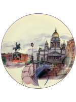 Декоративная тарелка 195 мм форма Эллипс рисунок Синий мост