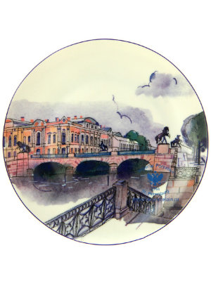 Декоративная тарелка 195 мм форма Эллипс рисунок Аничков мост ЛФЗ