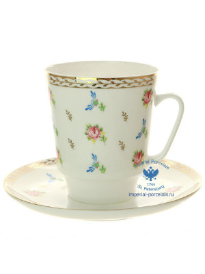 Чашка с блюдцем кофейная форма Майская рисунок Цветочный вальс ЛФЗ