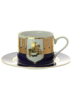 Чашка с блюдцем чайная форма Соло рисунок Звезды Москвы 300 мл