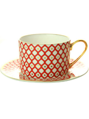Подарочный набор: чайная чашка с блюдцем форма Идиллия рисунок Скарлетт № 1