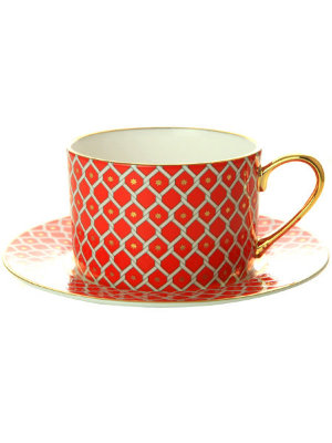 Подарочный набор: чайная чашка с блюдцем форма Идиллия рисунок Скарлетт № 2 ЛФЗ