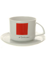 Чашка с блюдцем чайная форма Баланс рисунок Красный квадрат
