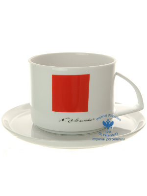 Чашка с блюдцем чайная форма Баланс рисунок Красный квадрат ЛФЗ