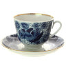 Чашка с блюдцем чайная форма Весенняя рисунок Кобальтовое кружево ЛФЗ